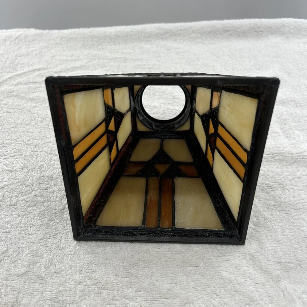 Tiffany Style Mission Stained Glass Ceiling Pendant Light Lamp Fixture Vintage